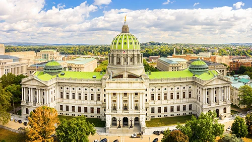 front of Pennsylvania Capitol building